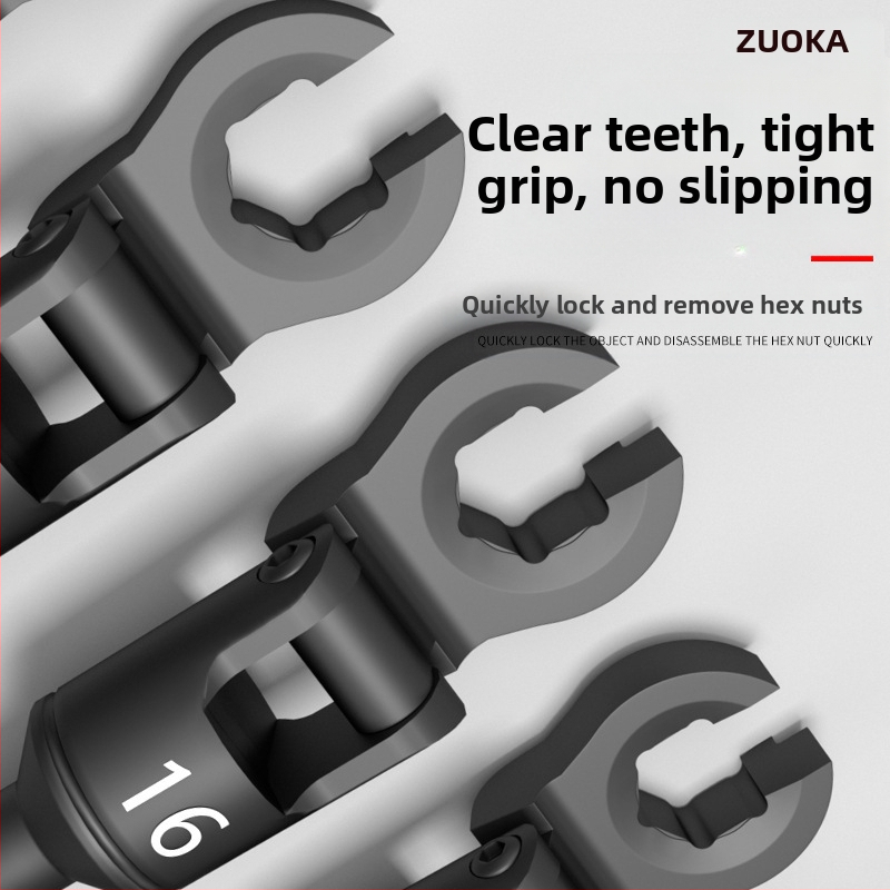 Универсален ключ за маслена тръба с гъвкава глава и открита челюст за авто ремонт; стомана хром-ванадий, фосфатирано покритие, тегло 2.0 кг