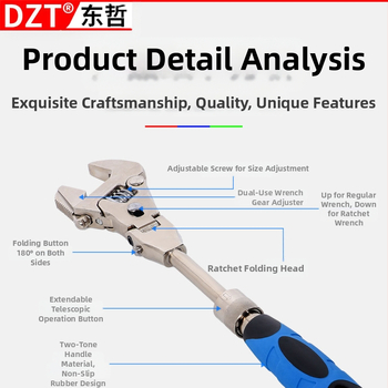 DZT Πεντα-σε-ένα Πολυλειτουργικό Ρυθμιζόμενο Κλειδί με Αναδιπλούμενη Κεφαλή και Γρήγορο Τηλεσκοπικό Ρατσέρ – Για Υδραυλικά και Κλιματισμό – Χρωμιοβάνadium Ατσάλι