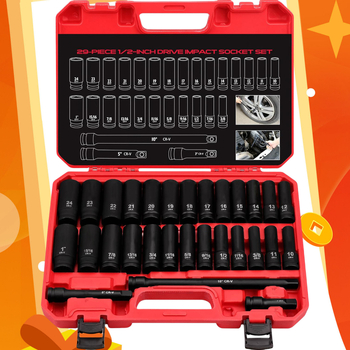 29 τεμάχια Cr-V κράμα χάλυβα σετ υποδοχών για επισκευές αυτοκινήτων και συντήρηση μηχανημάτων, μοντέλο HA-4556