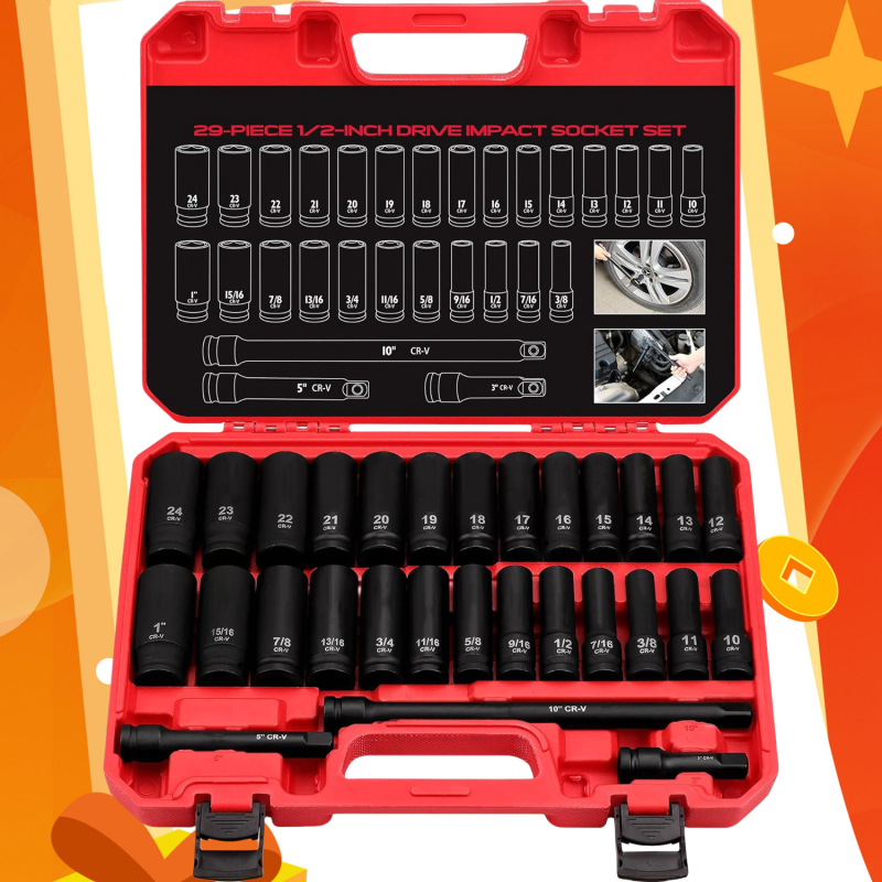 29 τεμάχια Cr-V κράμα χάλυβα σετ υποδοχών για επισκευές αυτοκινήτων και συντήρηση μηχανημάτων, μοντέλο HA-4556