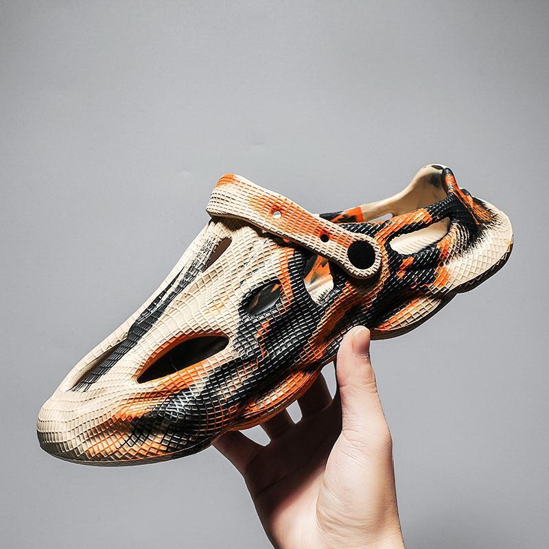 Vyriniai vasariniai sandalai su plastine padu ir viršutine dalimi, slip-on dizainas, Korėjos stiliaus Bird`s Nest sandalai