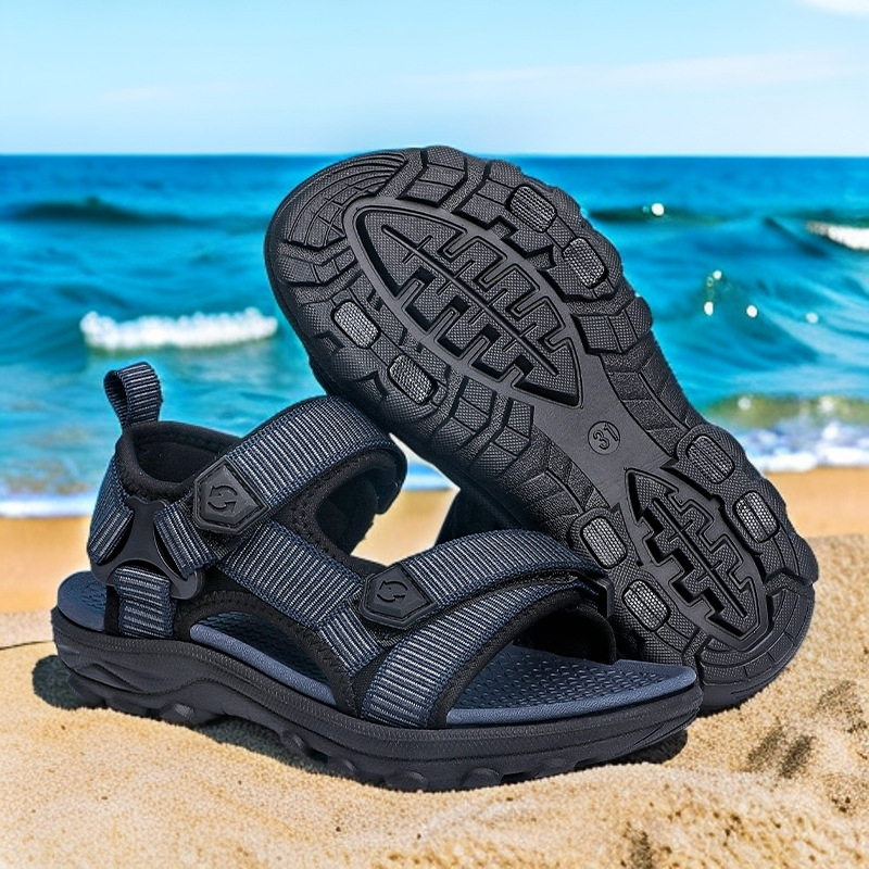 Sandale pentru copii, băieți 7-12 ani, cu vârf deschis, țesătură pe partea superioară, Velcro