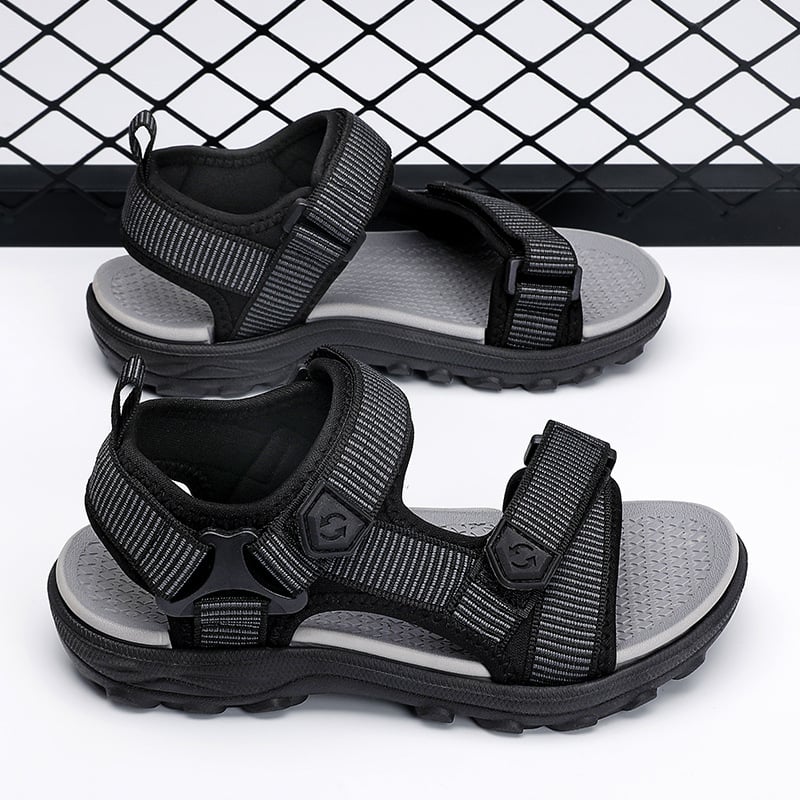 Sandale pentru copii, băieți 7-12 ani, cu vârf deschis, țesătură pe partea superioară, Velcro