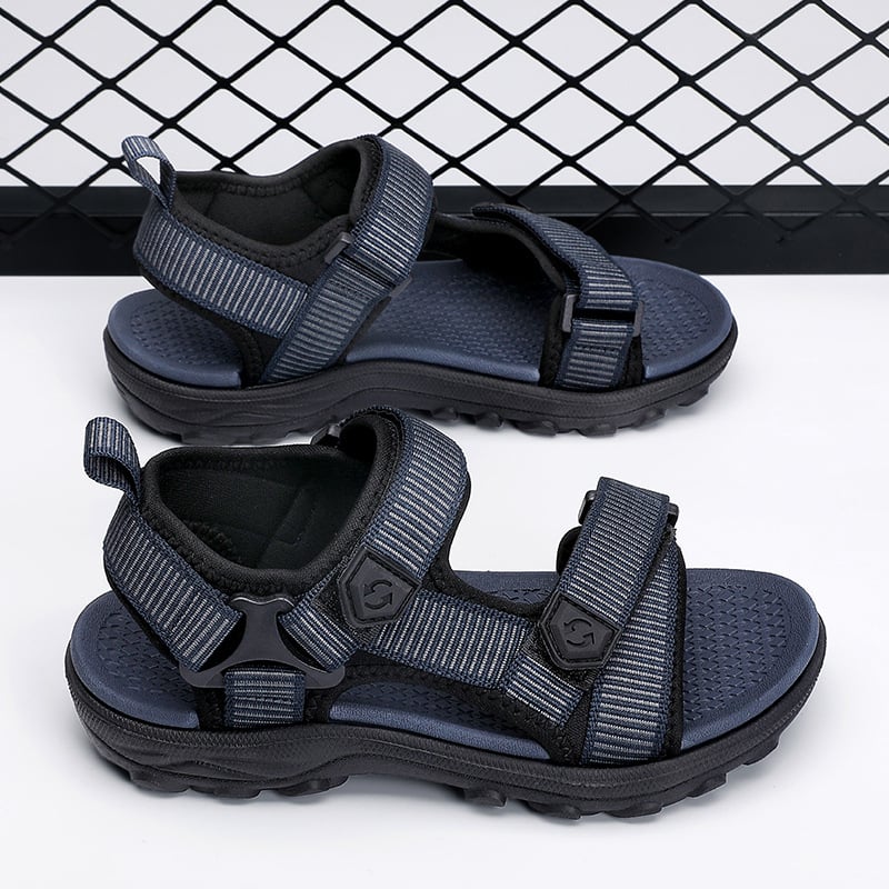 Sandale pentru copii, băieți 7-12 ani, cu vârf deschis, țesătură pe partea superioară, Velcro