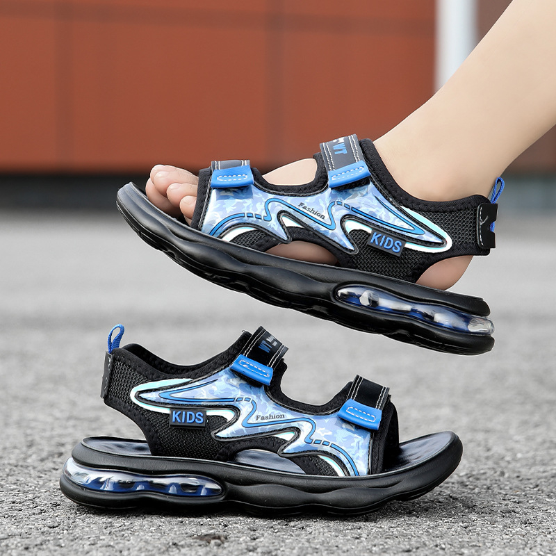 Cipele za plažu za dječake, sportski stil, gornji dio od mreže, Velcro zatvarač, EVA đon