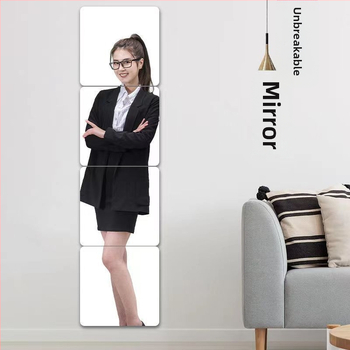 Ακρυλικό καθρέφτης τοίχου με αυτοκόλλητη επιφάνεια – πλήρους σώματος, διακοσμητικό τοίχου για υπνοδωμάτιο ή κοιτώνας, τετράγωνο σχέδιο, 1 τεμάχιο, κατάλληλο για σαλόνι, υπνοδωμάτιο, γραφείο.