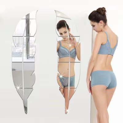 Oglindă de perete din acril – autoadezivă, oglindă pentru întreg corpul pentru dormitor sau cămin, decor de perete decorativ; model pătrat; 1 piesă; potrivită pentru living, dormitor, birou.