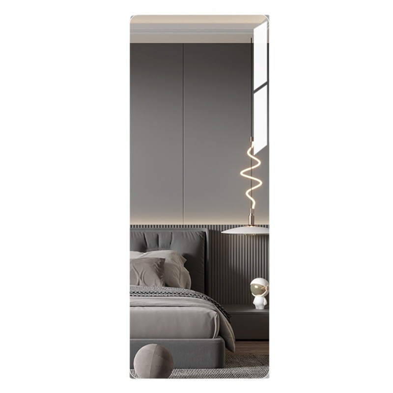 Oglindă de perete din acril – autoadezivă, oglindă pentru întreg corpul pentru dormitor sau cămin, decor de perete decorativ; model pătrat; 1 piesă; potrivită pentru living, dormitor, birou.