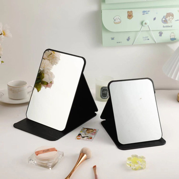 Разгъваемо огледало за грим за бюро, преносимо, с рамка PU/PS/PVC, печат на лого наличен