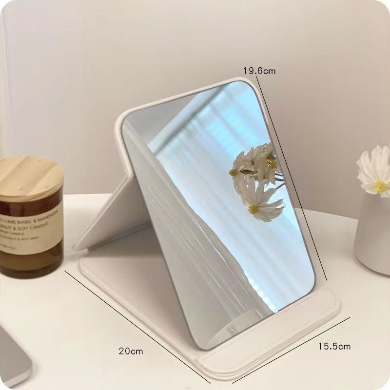 Sklopivo ogledalo za šminkanje za stolnu upotrebu, okvir PU/PS/PVC, prijenosno, moguć ispis logotipa