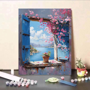 Ψηφιακή ζωγραφιά λαδιού με Καμέλια στη θάλασσα - DIY, χωρίς πλαίσιο, μοντέρνο και απλό στυλ, κατάλληλη για υπνοδωμάτιο, γραφείο και είσοδο