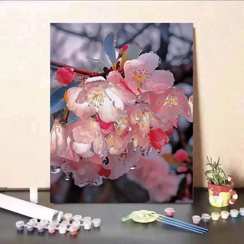 Ψηφιακή ζωγραφιά λαδιού με Καμέλια στη θάλασσα - DIY, χωρίς πλαίσιο, μοντέρνο και απλό στυλ, κατάλληλη για υπνοδωμάτιο, γραφείο και είσοδο