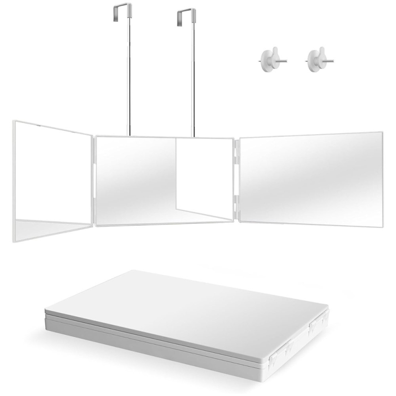 Viseće ogledalo s trostranim, sklopnim dizajnom; ABS okvir; neelektrično; mogućnost prilagođenog logotipa; pogodno za dnevni boravak, spavaću sobu i kupaonu