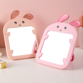 Настолно огледало за грим - двустранно, рамка от пластмаса, сребърно огледало, без захранване