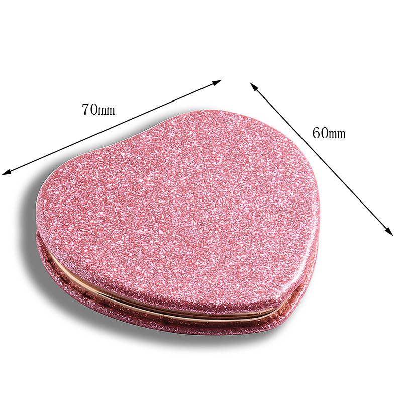 Stolno dvostrano ogledalo za šminkanje sa srcolikim dizajnom, mogućnost prilagođavanja logotipa, okvir PU/PS/PVC, srebrno ogledalo