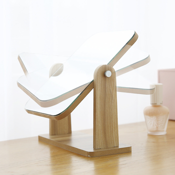 Десктоп огледало за грим с дървена рамка, алумично огледало, персонализирана обработка и печат на лого