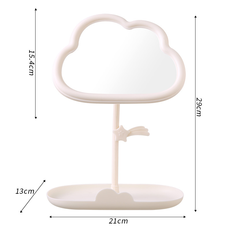 Stolno ogledalo za šminkanje s podesivim kutem, dizajn meteorskih oblaka, plastični okvir, jednostrano ogledalo