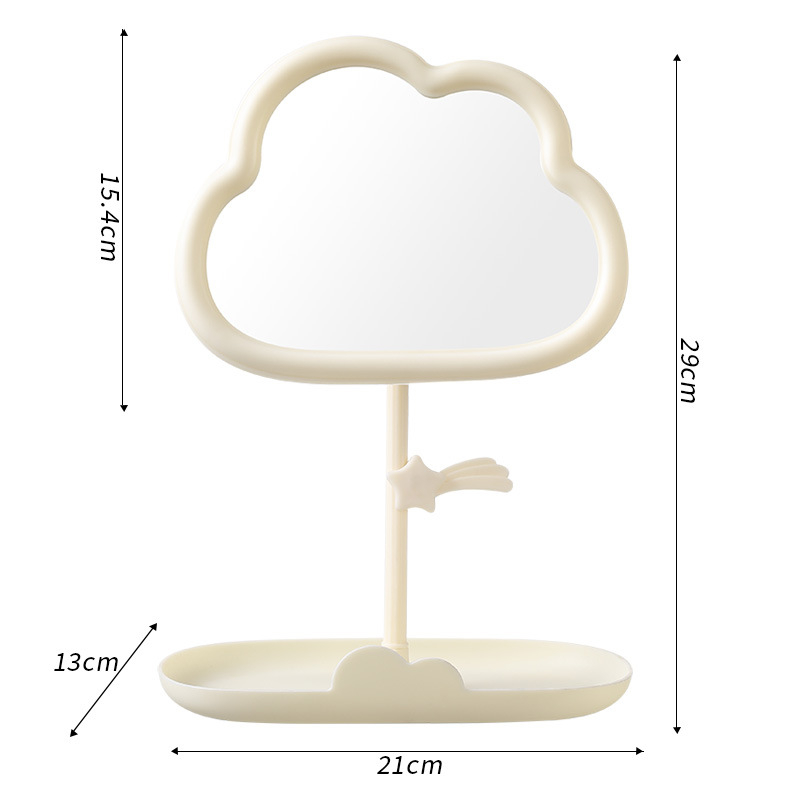 Stolno ogledalo za šminkanje s podesivim kutem, dizajn meteorskih oblaka, plastični okvir, jednostrano ogledalo