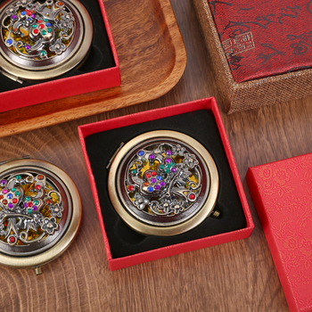 Сгъваемо джобно огледало с метална рамка, двустранно, огледална повърхност