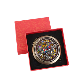 Сгъваемо джобно огледало с метална рамка, двустранно, огледална повърхност