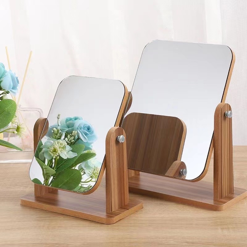 Stolno ogledalo s jednostranim zrcalom, drveni okvir, pogodno za dnevni boravak, spavaću sobu ili kupaonicu