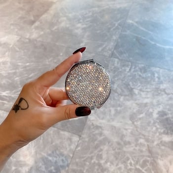 Sminktükör, kétoldalas, hajtogatható, hordozható kézi használatra, keret PU/PS/PVC, nem elektromos