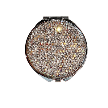 Огледало за грим, двойно лице, с въртящ се капак, преносимо ръчно, рамка PU/PS/PVC, неелектрическо