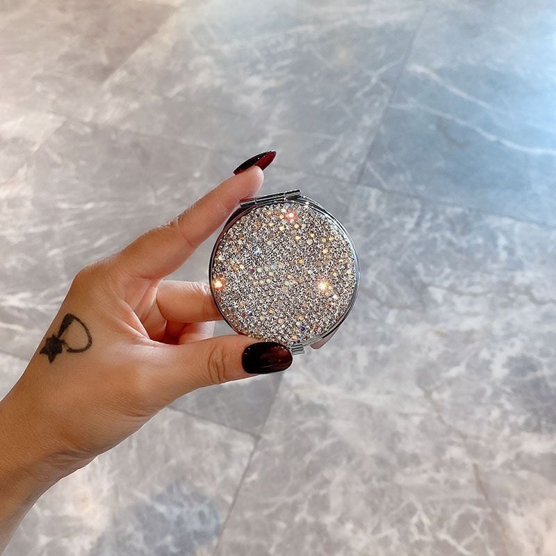 Sminktükör, kétoldalas, hajtogatható, hordozható kézi használatra, keret PU/PS/PVC, nem elektromos