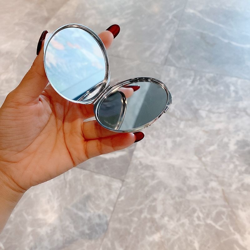 Sminktükör, kétoldalas, hajtogatható, hordozható kézi használatra, keret PU/PS/PVC, nem elektromos