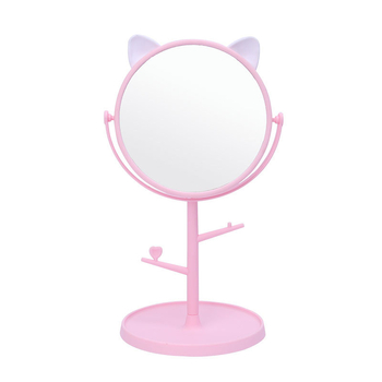Десктоп огледало за грим с котешки уши, въртящо се, HD, едностранно, пластмасова рамка, за спалня