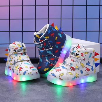 Φωτεινά παιδικά παπούτσια με σχέδιο δεινοσαύρου (Ηλικίες 1–6 ετών, Επάνω συνθετικό δέρμα, Ανθεκτικά στη φθορά, PVC σόλα, Velcro κλείσιμο)