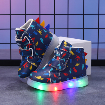 Φωτεινά παιδικά παπούτσια με σχέδιο δεινοσαύρου (Ηλικίες 1–6 ετών, Επάνω συνθετικό δέρμα, Ανθεκτικά στη φθορά, PVC σόλα, Velcro κλείσιμο)