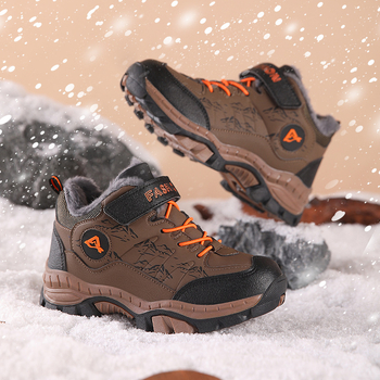 Bērnu ziemas sporta kurpes ārējai lietošanai, Velcro aizdare, augšējā daļa no mākslīgās ādas, zoles TPR, sporta stils, vecuma 7–16 gadi.