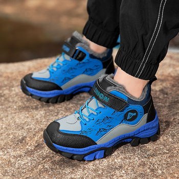 Bērnu ziemas sporta kurpes ārējai lietošanai, Velcro aizdare, augšējā daļa no mākslīgās ādas, zoles TPR, sporta stils, vecuma 7–16 gadi.