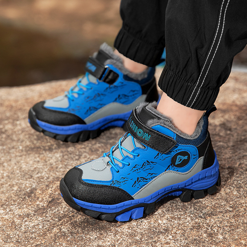 Bērnu ziemas sporta kurpes ārējai lietošanai, Velcro aizdare, augšējā daļa no mākslīgās ādas, zoles TPR, sporta stils, vecuma 7–16 gadi.