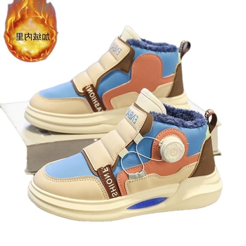 Bērnu īsi ziemas zābaki ar mākslīgu ādu, flīsa iekšpuse, gumijas zole, elastīgā siksna, korejiešu stils