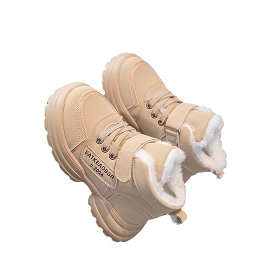 Bērnu augstie ziemas zābaki ar fleece siltinājumu un PU augšdaļu, unisex, 7–12 gadi