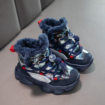 Bērnu ziemas potīšu zābaki, unisex, PU augšdaļa, fleece iekšējā odere, ikdienas stils, vecuma grupa 4–16