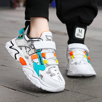 Παιδικά Παπούτσια Τρεξίματος Με Δερμάτινο Άνω, Αδιάβροτα, Ελαφριά, Σόλα EVA, Velcro Κλείσιμο για Άνοιξη & Φθινόπωρο