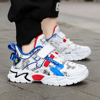 Παιδικά Παπούτσια Τρεξίματος Με Δερμάτινο Άνω, Αδιάβροτα, Ελαφριά, Σόλα EVA, Velcro Κλείσιμο για Άνοιξη & Φθινόπωρο