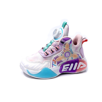 Παιδικά παπούτσια μπάσκετ, επάνω μέρος από τεχνητό δέρμα, ριγέ σχέδιο, ελαφριά, αντιολισθητικά, σόλα από καουουτσούκ