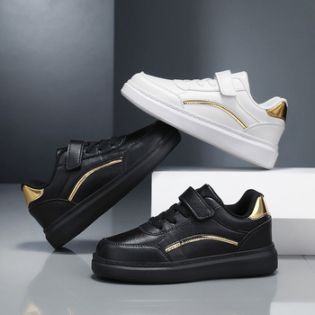 Bērnu sporta apavi ar Velcro aizdari, augšdaļa Ultrafilm āda, iekšējā zolīte PU, zole no plastmasas, piemērots vecumam 4–12 gadi