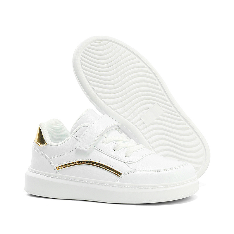 Bērnu sporta apavi ar Velcro aizdari, augšdaļa Ultrafilm āda, iekšējā zolīte PU, zole no plastmasas, piemērots vecumam 4–12 gadi