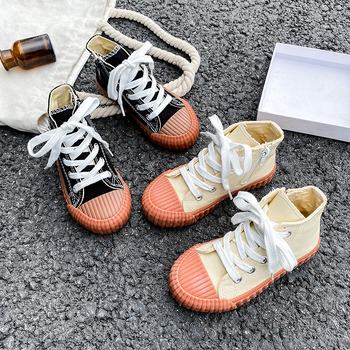 Vaikų drobiniai bateliai su šonine užtrauktuke – guminė pada, drobinė viršutinė dalis, anti-slydimo, kasdienis Korėjos stilius