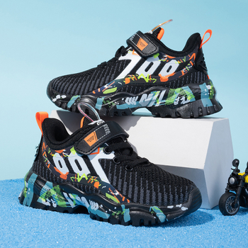 Παιδικά παπούτσια τρεξίματος με διαπνέον επάνω μέρος από διχτυωτό ύφασμα; Velcro κούμπωμα; MD σόλα; κατάλληλα για άνοιξη και φθινόπωρο; για αγόρια 7–12 ετών