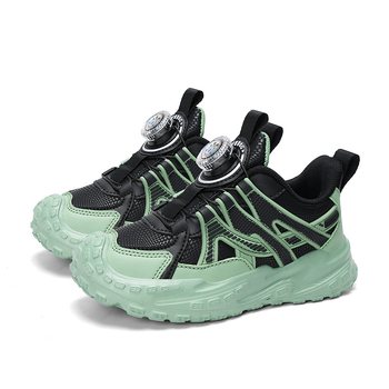 Παιδικά αθλητικά παπούτσια για αγόρια - επάνω μέρος PU+πλέγμα, σόλα από καουτσούκ, αναπνεύσιμα και ελαφριά, κλείσιμο με περιστρεφόμενη αγκράφα