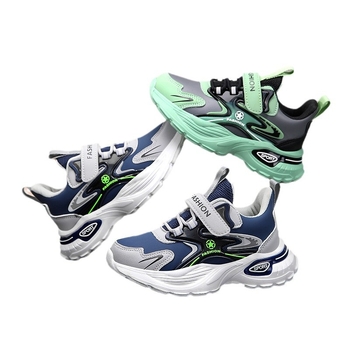 Αθλητικά παπούτσια για παιδιά με Velcro, επάνω μέρος από συνθετικό δέρμα, σόλα EVA, unisex, για ηλικίες 7–16 ετών