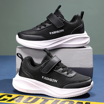 Αγόρια αθλητικά παπούτσια τρεξίματος με Velcro, επάνω από συνθετικό δέρμα, σόλα EVA, για ηλικίες 4–16, άνοιξη–φθινόπωρο