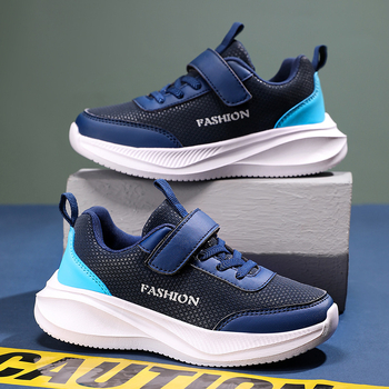 Αγόρια αθλητικά παπούτσια τρεξίματος με Velcro, επάνω από συνθετικό δέρμα, σόλα EVA, για ηλικίες 4–16, άνοιξη–φθινόπωρο