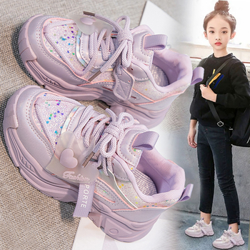 Κοριτσίστικα παπούτσια τρεξίματος με Velcro – Αντιολισθητικά, Άνω μέρος από συνθετικό δέρμα, Σόλα από φυσικό καουτσούκ, Για χειμώνα-άνοιξη-φθινόπωρο